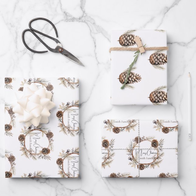 Custom Christmas Greetings Wrapping Paper Sheet (Front)