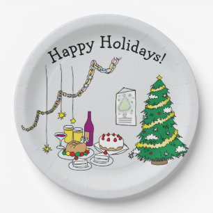 Custom Christmas Holiday Fun Cute Paper Plate