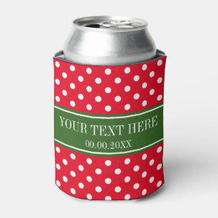Custom Christmas Holiday polka dots can coolers