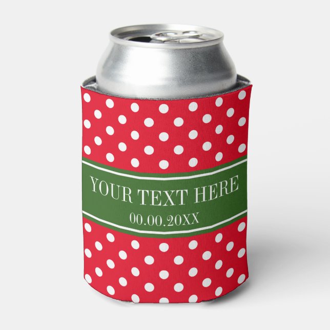 Custom Christmas Holiday polka dots can coolers (Can Front)