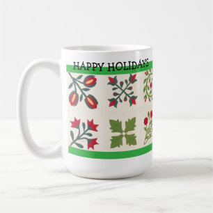Custom Christmas Holiday Vintage Quilt Pattern  Coffee Mug