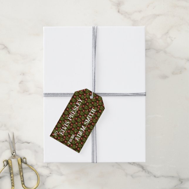 Custom Christmas Hollies Gift Tag (With Twine)