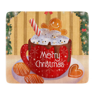 Custom Christmas Hot Chocolate Holiday Cutting Board