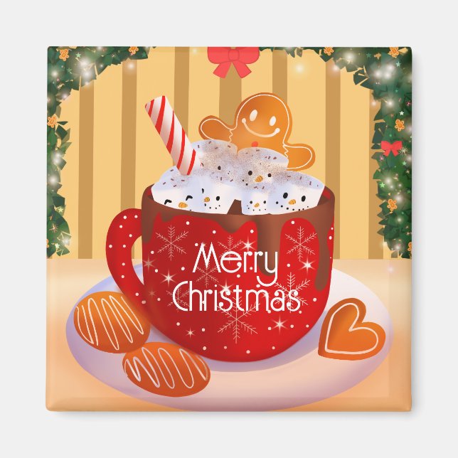 Custom Christmas Hot Chocolate Holiday Magnet (Front)