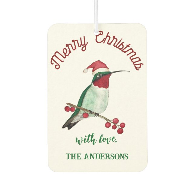 Custom Christmas Hummingbird Car Air Freshener (Front)