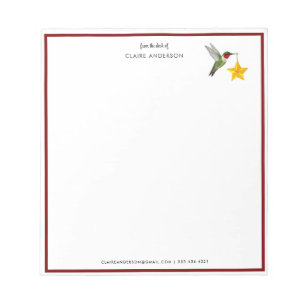 Custom Christmas Hummingbird Notepad