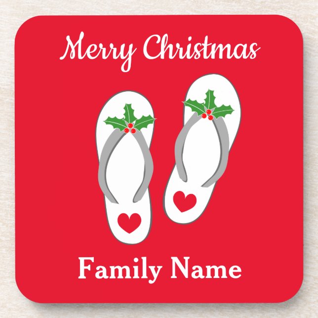 Custom Christmas in July beverage coaster (Front)