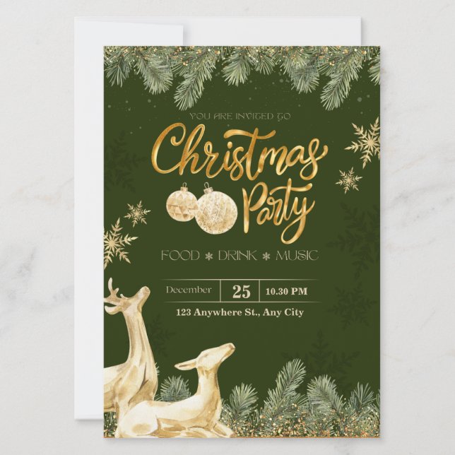Custom christmas invitations, xmas party  invitation (Front)