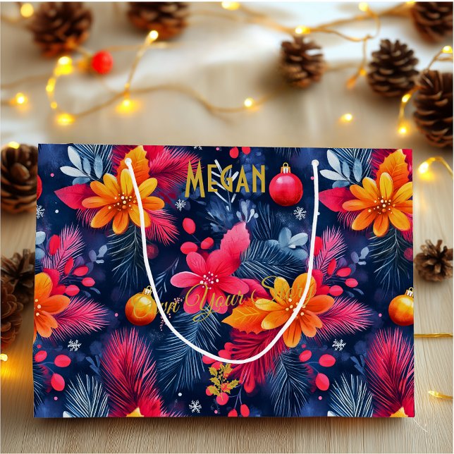 Custom Christmas Large Gift Bag with Vibrant Flora (Creator Uploaded)