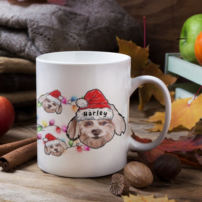 Custom Christmas Maltese Head Santa Hat Dog Coffee Mug (Creator Uploaded)
