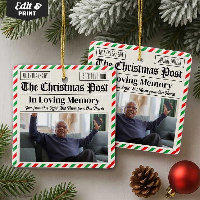 Custom Christmas Memorial Gift, In Loving Memory Ceramic Ornament (Custom Christmas Memorial Gift, In Loving Memory Ceramic Ornament)