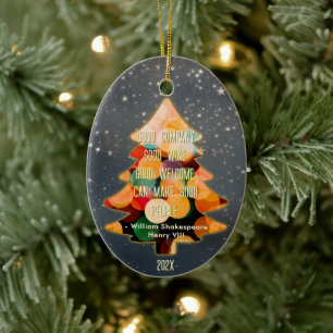 Custom Christmas Modern Elegant Quote Ceramic Tree Decoration