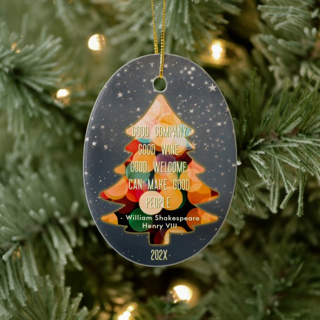 Custom Christmas Modern Elegant Quote  Ceramic Tree Decoration (Tree)
