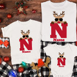 Custom Christmas Monogram With Name Cool Pajama T-Shirt<br><div class="desc">Introducing our Custom Christmas Monogram With Name Cool Pajama White T-Shirt – the perfect blend of festive style and personalised charm for your family celebrations! Elevate your holiday spirit with these unique shirts, designed to bring a cool and personalised touch to your Christmas attire. Featuring a stylish monogram with custom...</div>