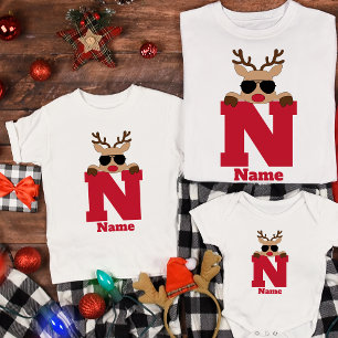 Custom Christmas Monogram With Name Cool Pajama T-Shirt