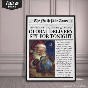 Custom Christmas Newspaper Decor, Funny Christmas Poster