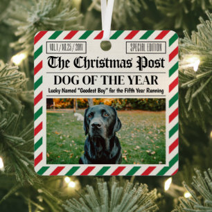 Custom Christmas Newspaper Decor, Gift for Dog Metal Tree Decoration