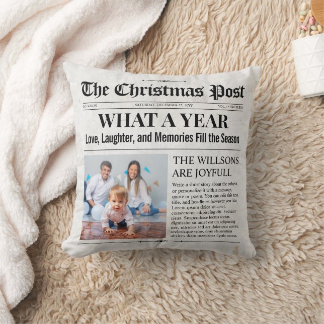 Custom Christmas Newspaper, Family Newspaper Cushion (Blanket)