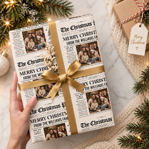 Custom Christmas Newspaper Wrap, Vintage Christmas Wrapping Paper