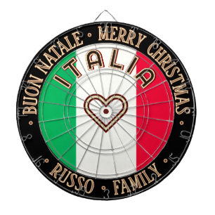 CUSTOM Christmas Old World ITALY FLAG Black Border Dartboard