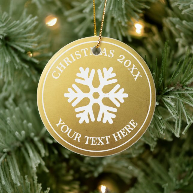 Custom Christmas Ornament | Gold Rustic Snowflake (Tree)