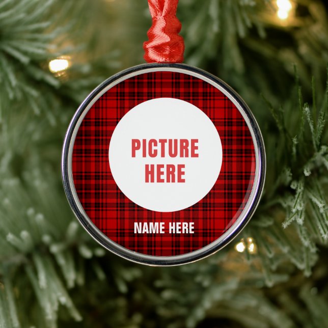 CUSTOM CHRISTMAS ORNAMENTS CHECK PLAID HOLIDAYS (Tree)