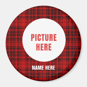 CUSTOM CHRISTMAS ORNAMENTS CHECK PLAID HOLIDAYS MAGNET