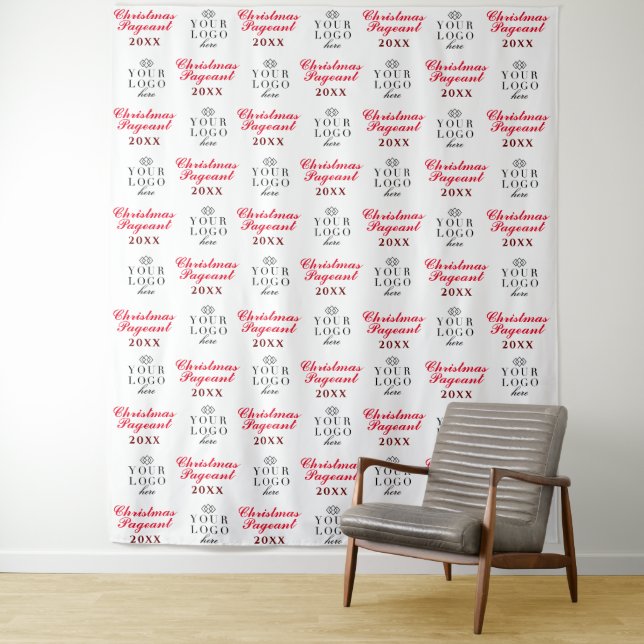 Custom Christmas Pageant Step and Repeat Backdrop Tapestry (In Situ)