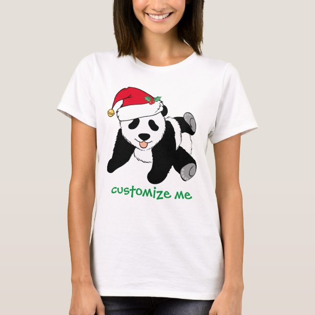 Custom Christmas Panda Bear Santa T-Shirt (Front)