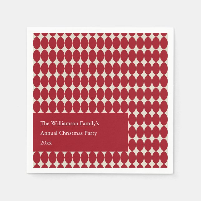 Custom Christmas Party Red Baubles Festive Chic  Napkin (Front)