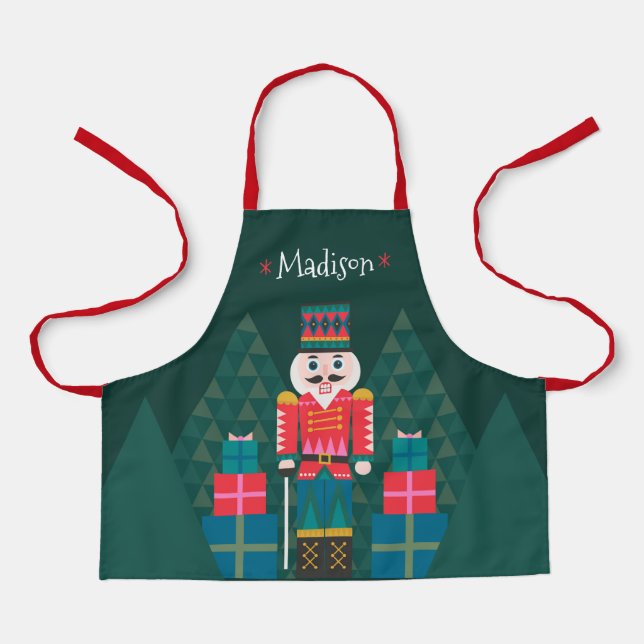 Custom Christmas Personalised Geometric Nutcracker Apron (Front)