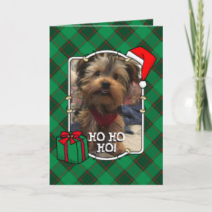 Custom Christmas Pet Photo Frame Red & Green Plaid Card