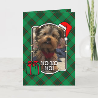 Custom Christmas Pet Photo Frame Red & Green Plaid Card