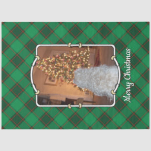 Custom Christmas Pet Photo Frame Red & Green Plaid Tissue Paper