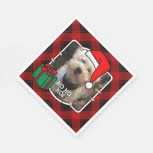 Custom Christmas Photo Frame Red and Black Plaid Napkin