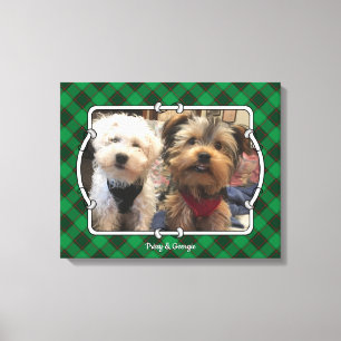 Custom Christmas Photo Frame Red & Green Plaid Canvas Print
