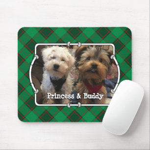 Custom Christmas Photo Frame Red & Green Plaid Mouse Mat