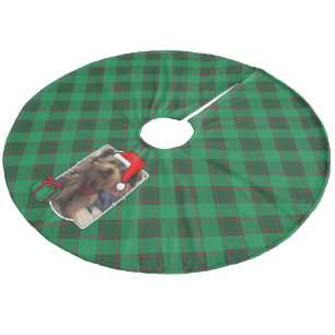 Custom Christmas Photo Frame Red & Green Plaid Pet Fleece Tree Skirt