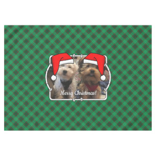 Custom Christmas Photo Frame Red & Green Plaid Tablecloth