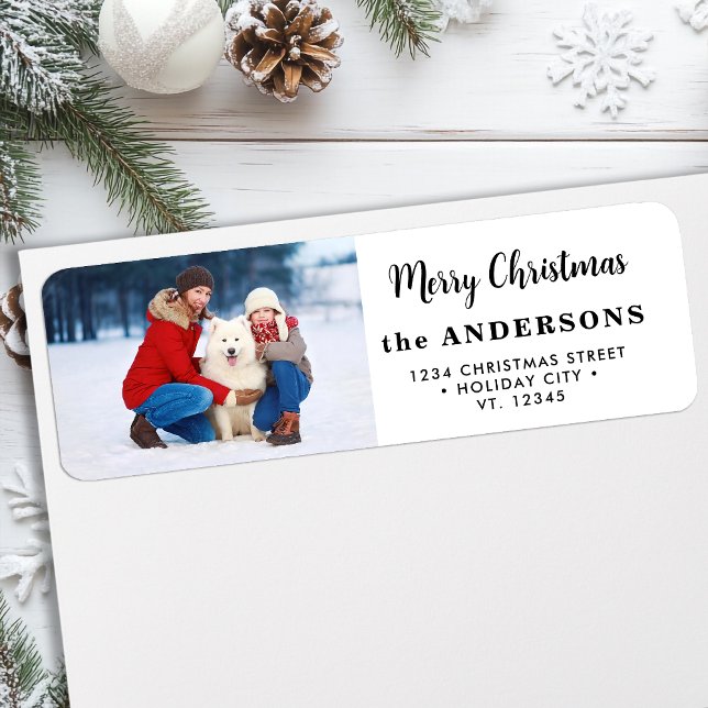 Custom Christmas Photo Modern Cute Return Address (Creator Uploaded)