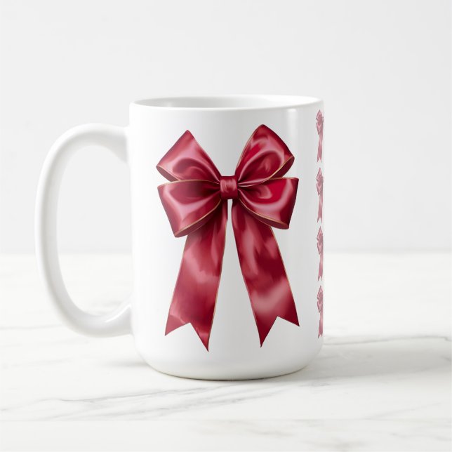 Custom Christmas Photo Mug with Red Bow (Left)