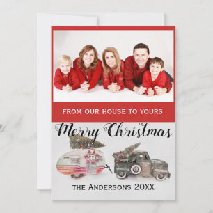 custom Christmas photo toy truck and trailer Holiday Card