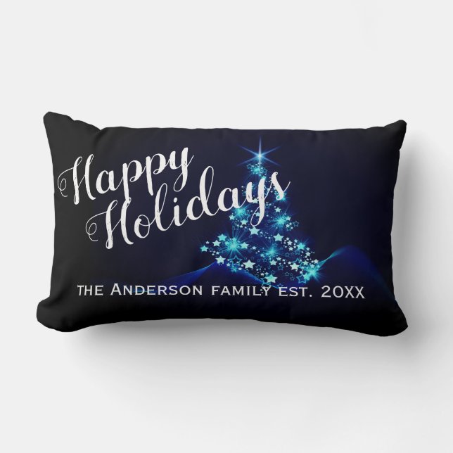custom Christmas pillow blue tree design (Front)