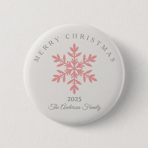 Custom Christmas pink rose snowflake stylish 6 Cm Round Badge