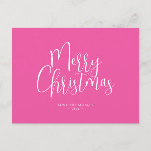 Custom Christmas Postcard Modern Fuchsia Pink
