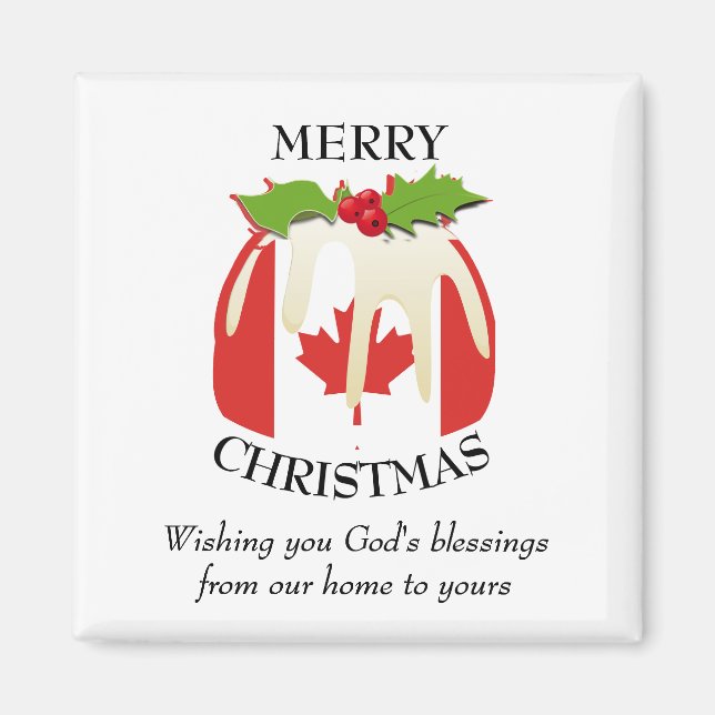 Custom Christmas Pudding Patriotic CANADA FLAG Magnet (Front)