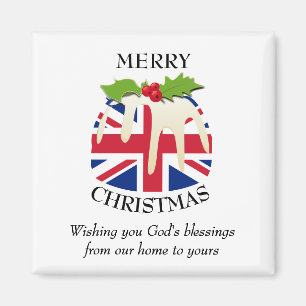 Custom Christmas Pudding Patriotic UNION JACK Magnet