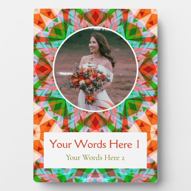 Custom Christmas Red Green Star Wedding Newlyweds Plaque (Front)