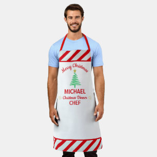 Custom Christmas Red & White Stripes Candy Cane   Apron