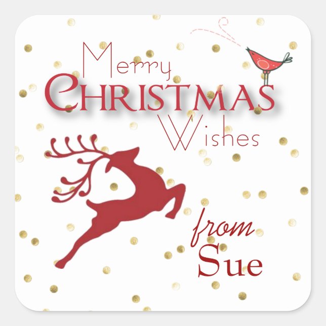 Custom Christmas Reindeer Gift Tag Stickers (Front)